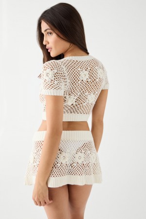 Frankies Bikinis Adaline Crochet Mini Skirt Blanche | 8021IPSRE