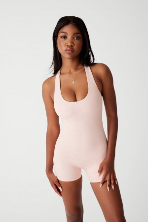 Frankies Bikinis Aurora Halter Bodysuit Rose | 8392XZPIM