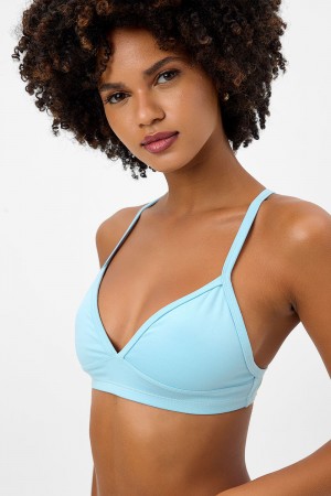 Frankies Bikinis Billie Racerback Sports Bra Bleu | 8705BIJYP