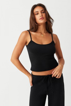 Frankies Bikinis Butterfly Terry Tank Noir | 4068TSQIV