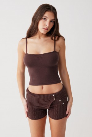 Frankies Bikinis Carmen Lightweight Knit Tank Mocha | 3274DXBNJ