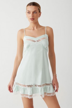 Frankies Bikinis Carson Satin Mini Dress Pistachio | 6785BGSAW