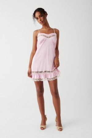 Frankies Bikinis Carson Satin Mini Dress Rose | 0917SMNGK