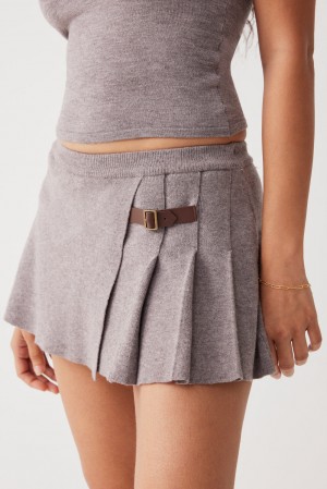 Frankies Bikinis Carver Cloud Knit Pleated Skort Noir | 7358FXEZL