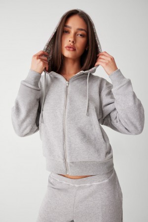 Frankies Bikinis Casper Zip Up Hoodie Grise | 8906NMBTR