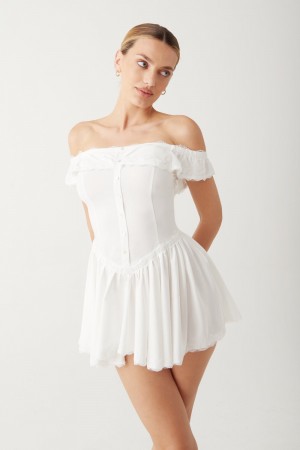 Frankies Bikinis Charli Mini Dress Blanche | 8037KFCLM