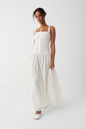 Frankies Bikinis Christabelle Eyelet Maxi Dress Angel's Wing | 4195QWJMN