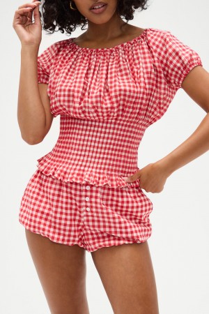 Frankies Bikinis Cider Gingham Bloomers Cherry Gingham | 3160WYUET