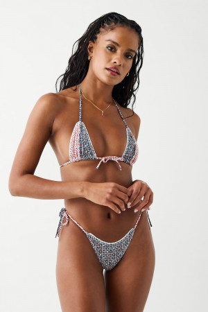 Frankies Bikinis Coastal Micro Triangle Bikini Top Farmhouse Florals | 6537OIVWT