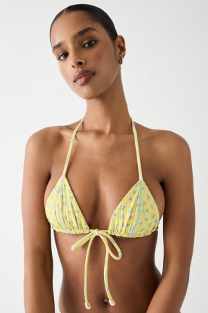 Frankies Bikinis Coastal Micro Triangle Bikini Top Pocketful of Posies | 3729DKLRQ