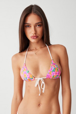 Frankies Bikinis Coastal Micro Triangle Bikini Top Daisy Pond | 4053DKORH