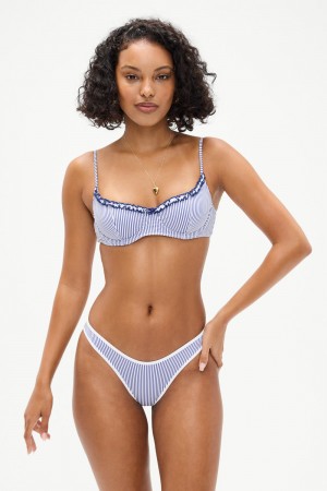Frankies Bikinis Cola Striped Underwire Bikini Top Ocean Stripe | 0726GKETD