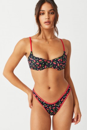 Frankies Bikinis Cola Underwire Balconette Bikini Top Cherry Hearts | 9061PNJDO