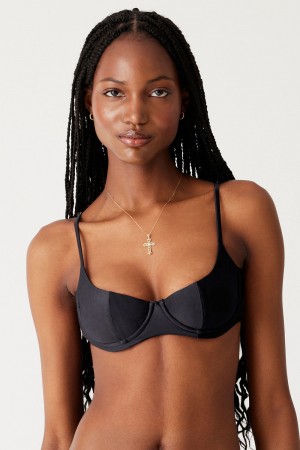 Frankies Bikinis Cola Underwire Bikini Top Noir | 7652RGZKY