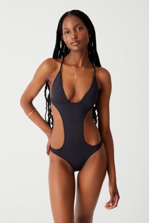 Frankies Bikinis Cruise Monokini One Piece Swimsuit Noir | 5837NUDIP