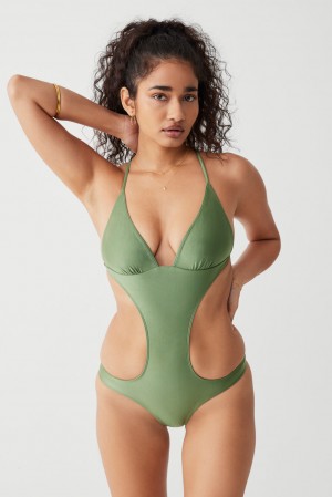 Frankies Bikinis Cruise Monokini One Piece Swimsuit Sea Moss | 5126CMGKX