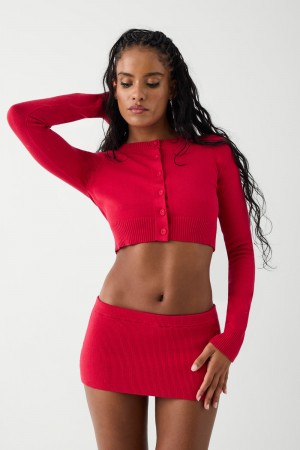 Frankies Bikinis Danny Cloud Knit Cropped Cardigan Burning Love | 8319QUTNI