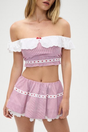 Frankies Bikinis Darling Striped Cropped Shirt Peppermint | 9324RULZV