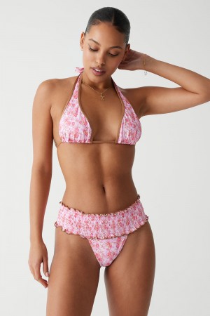 Frankies Bikinis Diana Floral Halter Bikini Top Watercolor Hibiscus | 4195PRTSW