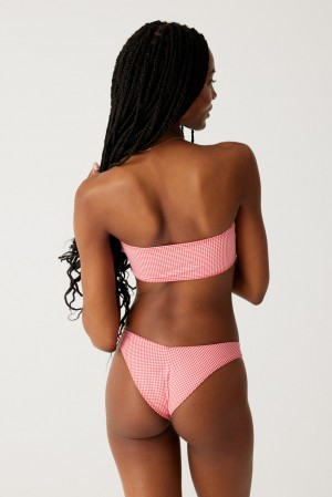 Frankies Bikinis Enzo Cheeky Bikini Bottom Ladybug Gingham | 7653KEZJR