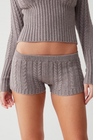 Frankies Bikinis Evermore Cable Cloud Knit Micro Short Noir | 5134XTFCS