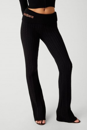 Frankies Bikinis Fleur Cable Cloud Knit Pant Noir | 8035AIYGQ
