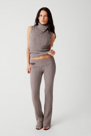 Frankies Bikinis Fleur Cable Cloud Knit Pant Noir | 2780MKPCR