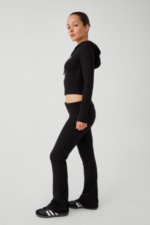 Frankies Bikinis Fleur Cloud Knit Low Rise Pant Noir | 9467JFNGY