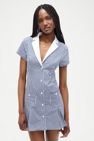 Frankies Bikinis Garden Gingham Mini Dress Seaside Gingham | 6531UNKAP