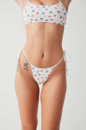 Frankies Bikinis Hazel Floral Skimpy Bikini Bottom Water Blossom | 0684XFUAI