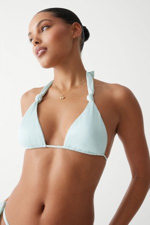Frankies Bikinis Kealy Shine Halter Bikini Top Pistachio | 1907TZFDE