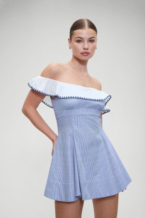 Frankies Bikinis Lilah Striped Mini Dress Midnight Stripe | 8479OJQTH
