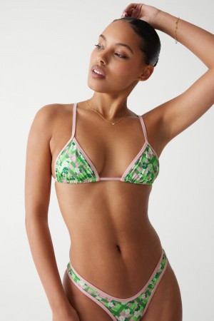 Frankies Bikinis Lumia Plaid Triangle Bikini Top Baby Daisy | 8164COXQP