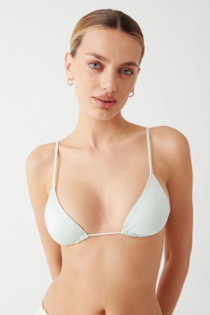 Frankies Bikinis Lumia Shine Triangle Bikini Top Pistachio | 4197ELDYT