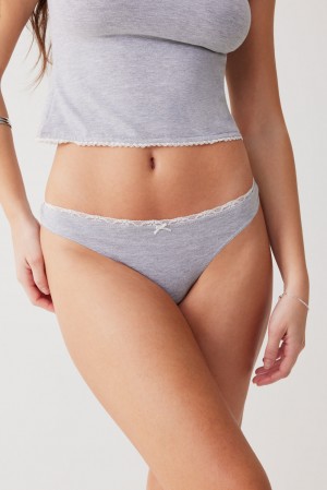 Frankies Bikinis Maisie Cotton Thong Grise | 1960GFPJW