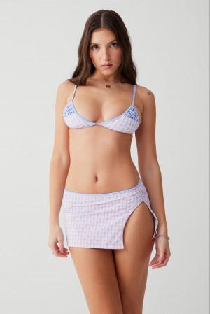 Frankies Bikinis Marly Plaid Mini Skirt Rose | 4697ZQMUX