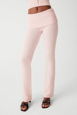 Frankies Bikinis Mason Cloud Knit Flare Pant Rose | 4703VBCZU