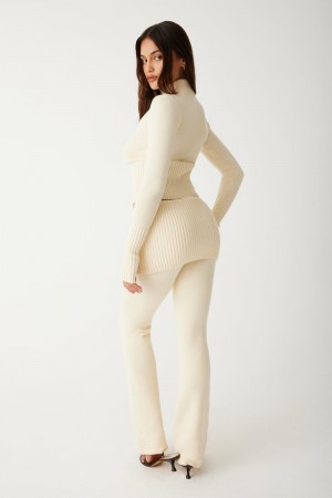 Frankies Bikinis Mason Cloud Knit Flare Pant French Vanilla | 8509MEYDH