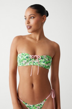 Frankies Bikinis Meredith Plaid Bandeau Bikini Top Baby Daisy | 1387UTHKG