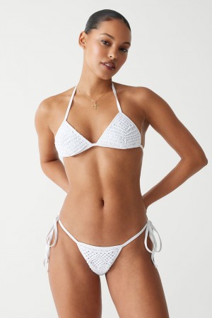 Frankies Bikinis Naia Triangle Halter Bikini Top Blanche | 1725DELWV