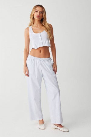 Frankies Bikinis Nantucket Striped Cotton Pant Sleepy Stripe | 8407MSRAI