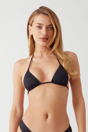Frankies Bikinis Nick String Triangle Bikini Top Noir | 0257UGZTX