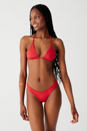 Frankies Bikinis Nick String Triangle Bikini Top Rouge | 9783NTZMS