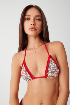 Frankies Bikinis Nick Triangle Halter Bikini Top Berry in Love | 5871DAPZR