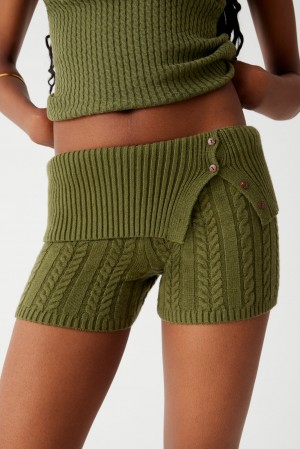 Frankies Bikinis Nolan Cable Cloud Knit Mini Short Vert | 3085FPCNX