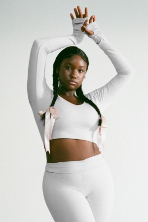 Frankies Bikinis Plié Long Sleeve Top Icy Gray | 3520GUTOD
