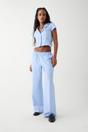 Frankies Bikinis Raleigh Cotton Pant Cloud Gingham | 1023DHWJQ