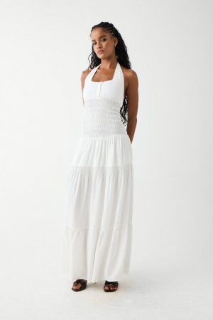 Frankies Bikinis River Halter Maxi Dress Blanche | 6081AHQOM