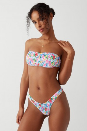 Frankies Bikinis Rosabella Bandeau Bikini Top Painted Petals | 6890LZTPJ