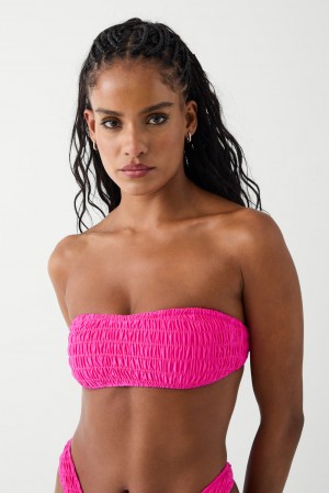 Frankies Bikinis Rosabella Bandeau Shine Bikini Top Rose | 2487OHLUK